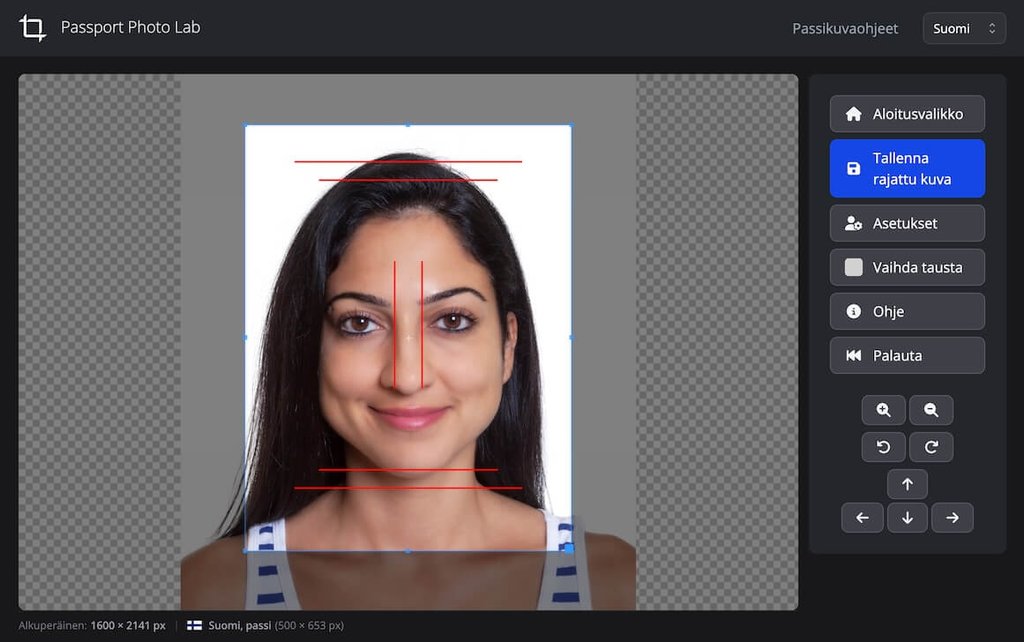 Passport Photo Lab työpöytäeditorin käyttöliittymä