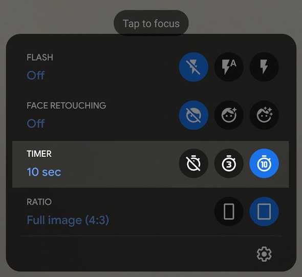Android camera timer setting