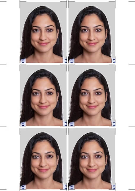 Print layout example: A6 (6x) for Finnish passport photos